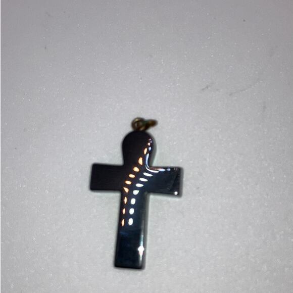 Gunmetal Hematite Cross with a Rhinestone 1 5/8" Pendant! - Picture 6 of 6